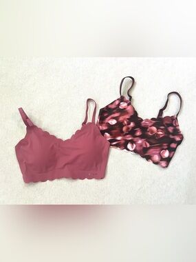 Danskin -2 Scalloped Seamless Bralettes in Rose-Mauve Both Size Small Super Soft